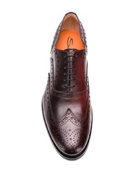 Chaussures brogues en cuir marron foncé Santoni