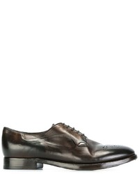 Chaussures brogues en cuir marron foncé Silvano Sassetti