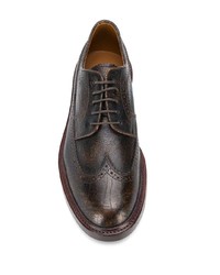 Chaussures brogues en cuir marron foncé Brunello Cucinelli