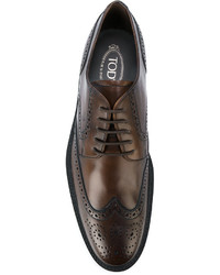 Chaussures brogues en cuir marron Tod's