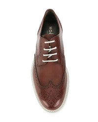 Chaussures brogues en cuir marron Hogan