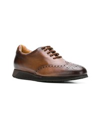 Chaussures brogues en cuir marron Santoni