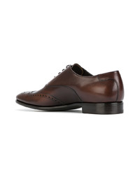 Chaussures brogues en cuir marron Prada