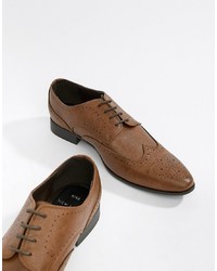 Chaussures brogues en cuir marron New Look