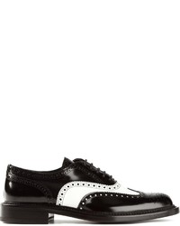 Chaussures brogues en cuir noires et blanches Saint Laurent