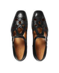 Chaussures brogues en cuir noires Gucci