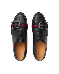 Chaussures brogues en cuir noires Gucci