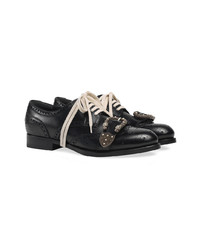 Chaussures brogues en cuir noires Gucci