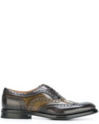 Chaussures brogues en cuir olive