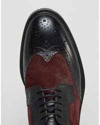 Chaussures brogues en cuir pourpre foncé Base London