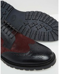 Chaussures brogues en cuir pourpre foncé Base London