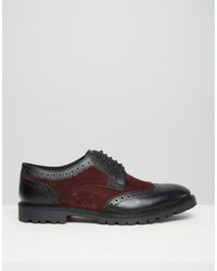 Chaussures brogues en cuir pourpre foncé Base London