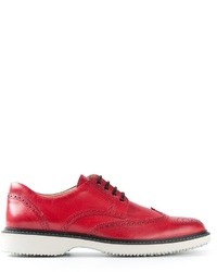 Chaussures brogues en cuir rouges Hogan