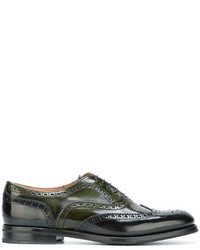 Chaussures brogues en cuir vert foncé