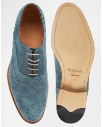 Chaussures brogues en daim bleu canard Paul Smith