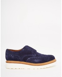 Chaussures brogues en daim bleu marine Grenson