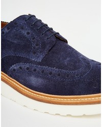 Chaussures brogues en daim bleu marine Grenson