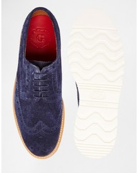 Chaussures brogues en daim bleu marine Grenson