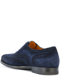 Chaussures brogues en daim bleu marine Santoni