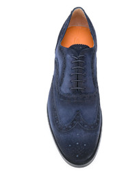 Chaussures brogues en daim bleu marine Santoni