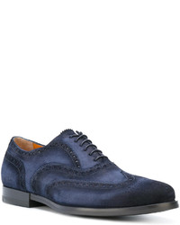 Chaussures brogues en daim bleu marine Santoni