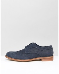 Chaussures brogues en daim bleu marine Dune