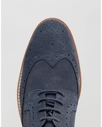 Chaussures brogues en daim bleu marine Dune