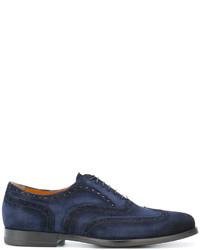 Chaussures brogues en daim bleu marine Santoni