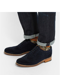 Chaussures brogues en daim bleu marine Grenson