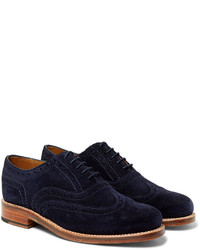 Chaussures brogues en daim bleu marine Grenson