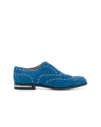 Chaussures brogues en daim bleues