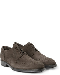 Chaussures brogues en daim gris foncé Tod's