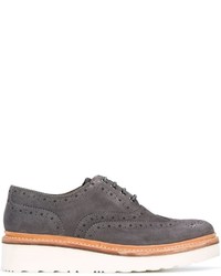 Chaussures brogues en daim grises