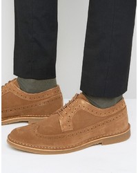 Chaussures brogues en daim marron clair Selected