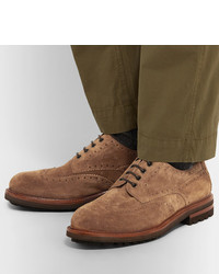 Chaussures brogues en daim marron clair Brunello Cucinelli