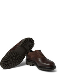 Chaussures brogues en daim marron foncé Grenson