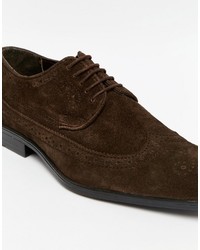 Chaussures brogues en daim marron foncé Asos