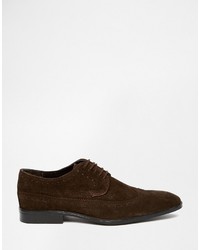 Chaussures brogues en daim marron foncé Asos