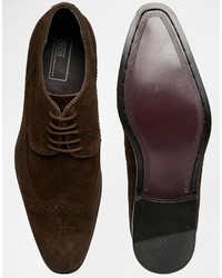 Chaussures brogues en daim marron foncé Asos