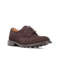 Chaussures brogues en daim marron foncé Trickers