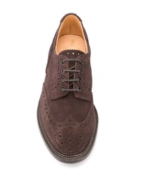 Chaussures brogues en daim marron foncé Trickers