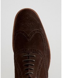 Chaussures brogues en daim marron foncé Grenson