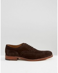 Chaussures brogues en daim marron foncé Grenson