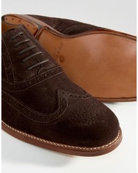 Chaussures brogues en daim marron foncé Grenson