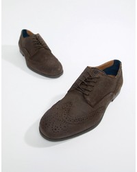 Chaussures brogues en daim marron foncé H By Hudson