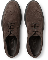 Chaussures brogues en daim marron foncé Tod's