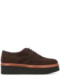 Chaussures brogues en daim marron foncé Tod's