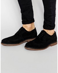 Chaussures brogues en daim noires Red Tape