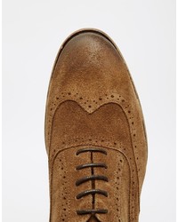 Chaussures brogues en daim tabac Selected