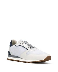 Chaussures de sport blanc et bleu marine Brunello Cucinelli